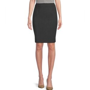 Calvin Klein Petite High Rise Luxe Stretch Pencil Skirt- Charcoal